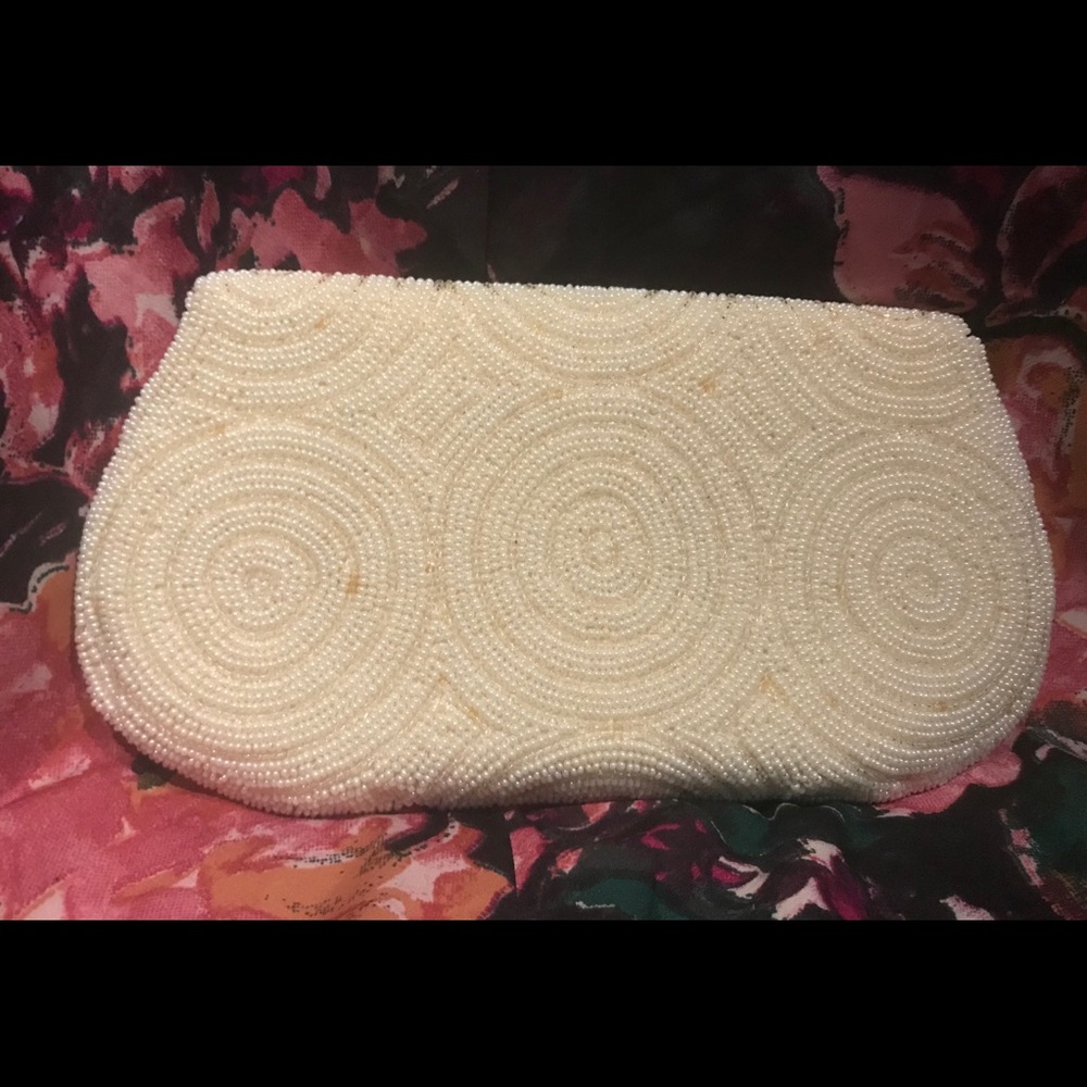 40's/50's Vintage Beaded Purse; Mirror; Makeup Bag - Picture 2 of 8